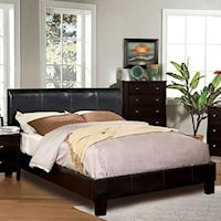 Contemporary King Bed with Upholstered Leatherette Headboard