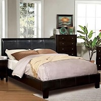 Contemporary Full Bed with Upholstered Leatherette Headboard