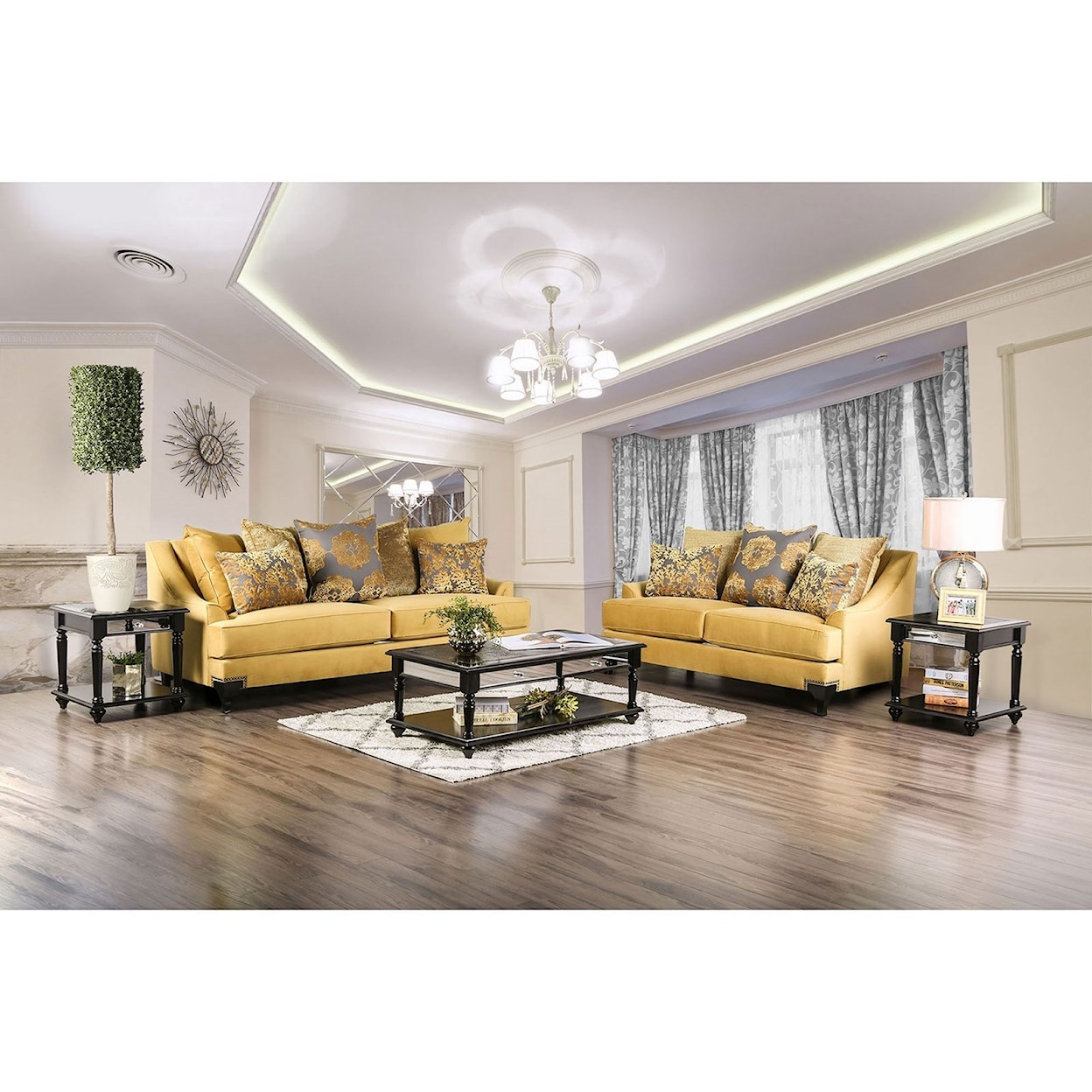 Furniture of America Viscontti Sofa + Love Seat Set