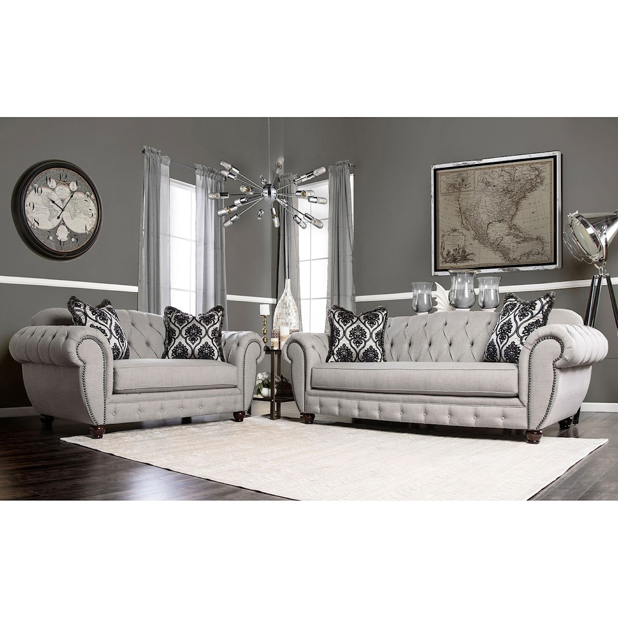 Furniture of America Viviana Sofa and Love Seat Set