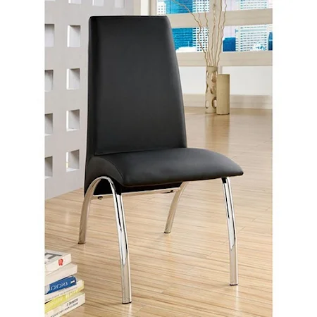 Contemporary Pack of 2 Leatherette Side Chairs with Curved Legs