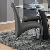 Contemporary Pack of 2 Leatherette Side Chairs with Curved Legs