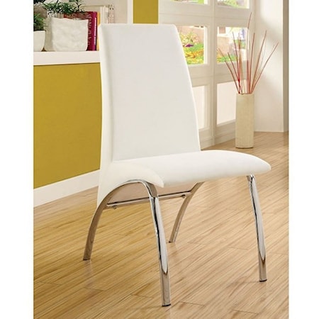 Contemporary Pack of 2 Leatherette Side Chairs with Curved Legs