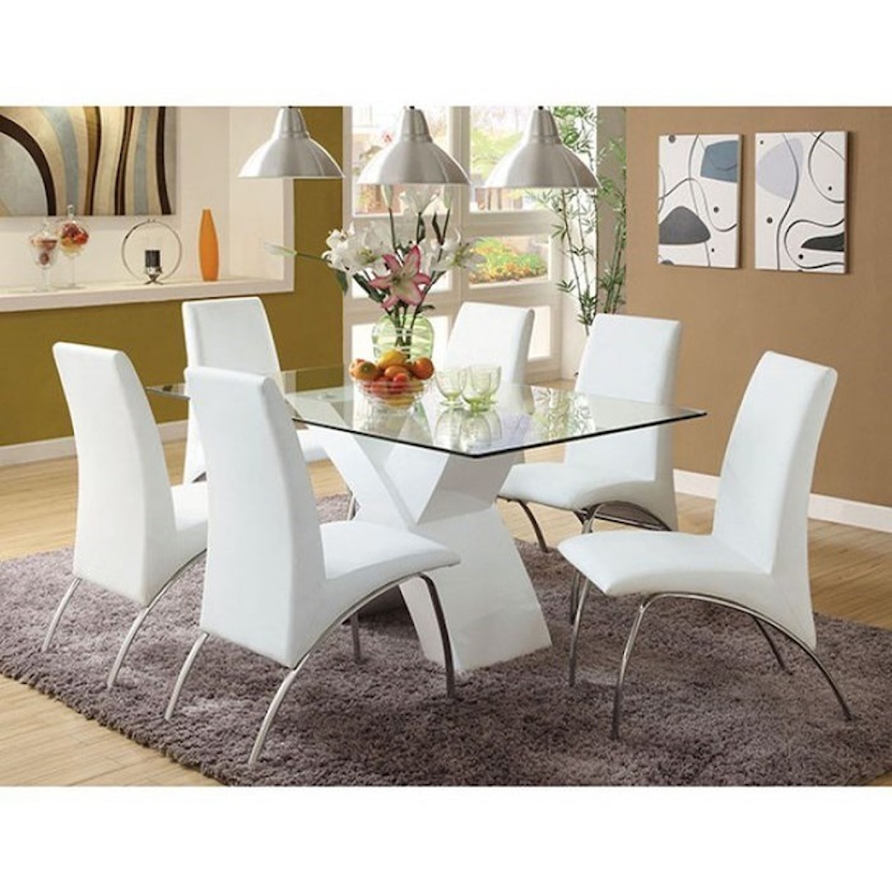 Furniture of America Wailoa 7 Piece Dining Set