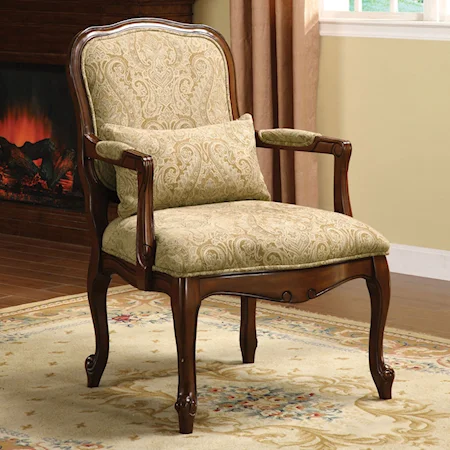 Traditional Dark Cherry Finish Accent Chair with Queen Anne Legs