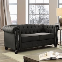 Traditional Chesterfield Loveseat with Nailheads
