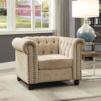 Traditional Chesterfield Chair with Nailheads