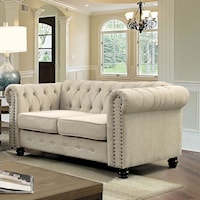 Traditional Chesterfield Loveseat with Nailheads