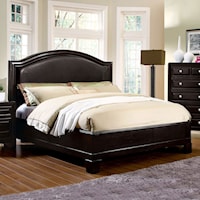 Transitional California King Platform Bed with Curved Headboard