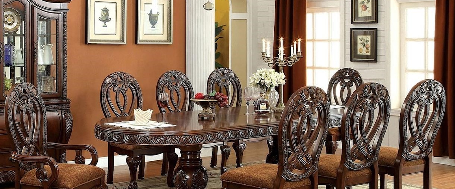 Traditional Nine Piece Dining Set