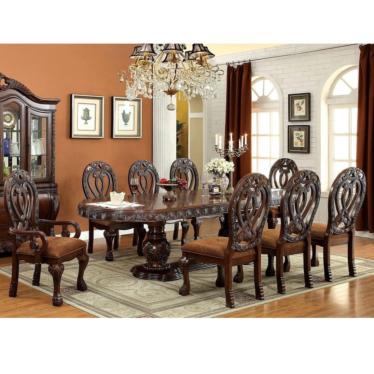 Furniture of America Wyndmere 9 Piece Dining Set