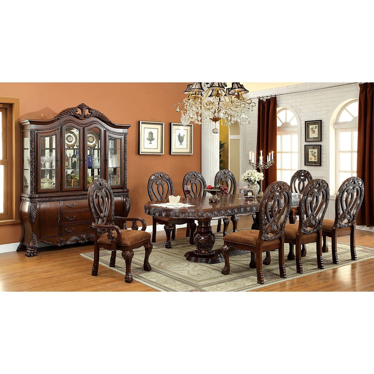 Furniture of America Wyndmere 9 Piece Dining Set