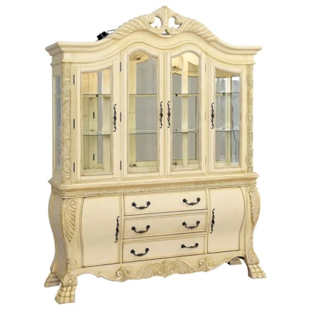 Traditional Buffet and Hutch with Lights