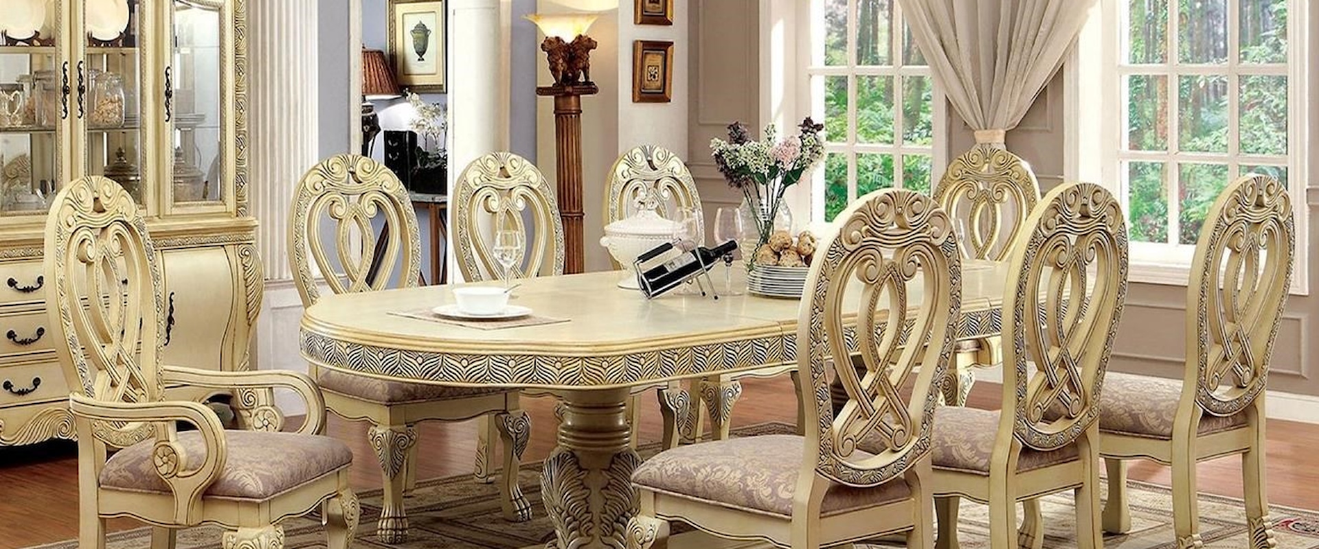 Traditional Nine Piece Dining Set