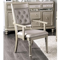 Transitional Dining Arm Chair 2-Pack with Button Tufted Back