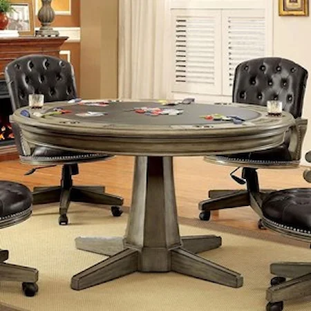Round Game Table with Interchangeable Top and Cupholders