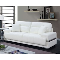 Contemporary Faux Leather Sofa with Metal Trim