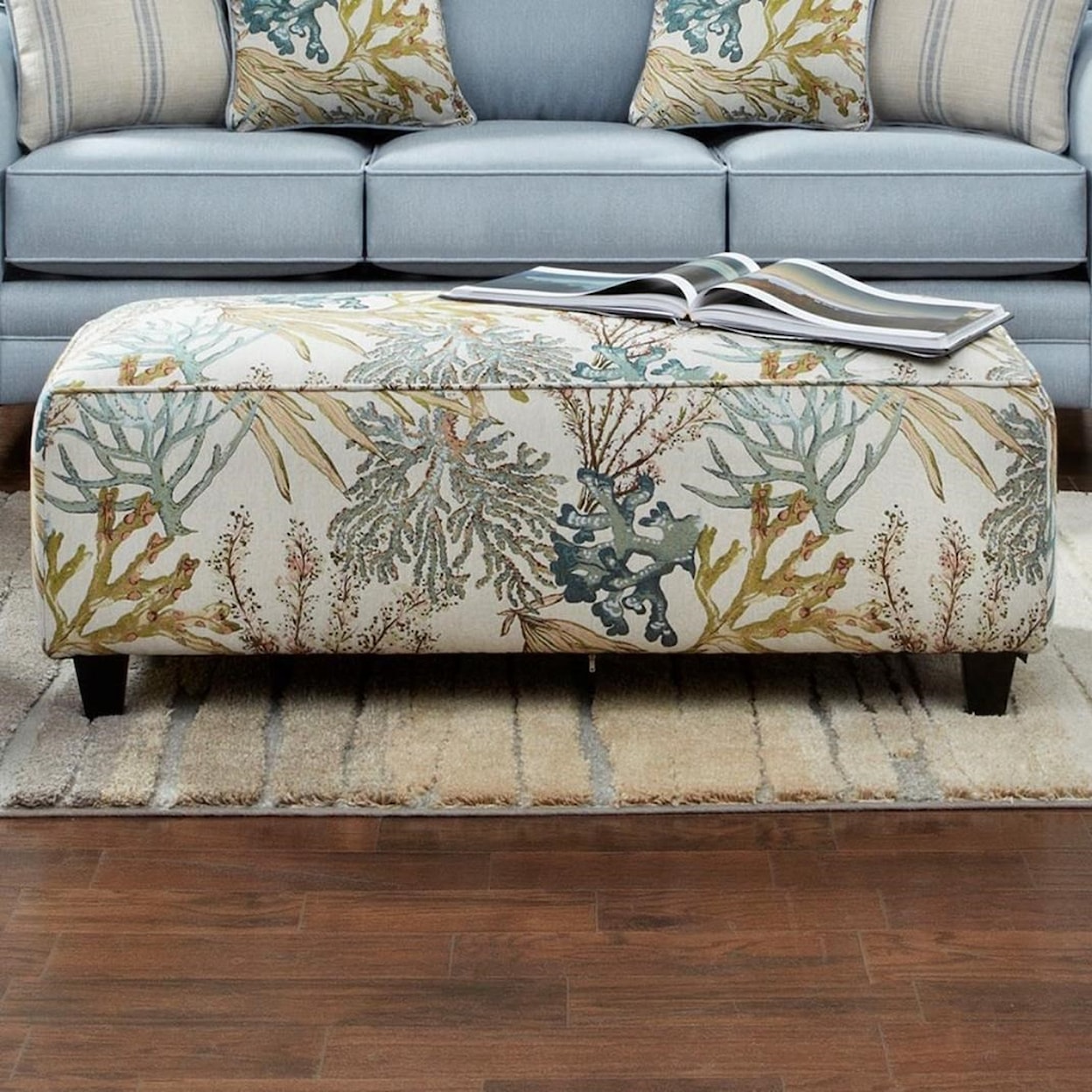 Fusion Furniture 1140 LABYRINTH SKY Cocktail Ottoman