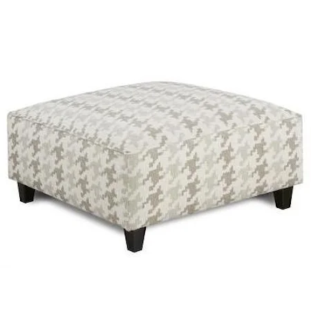 Cocktail Ottoman in Houndstooth Fabric