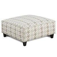 Cocktail Ottoman in Houndstooth Fabric