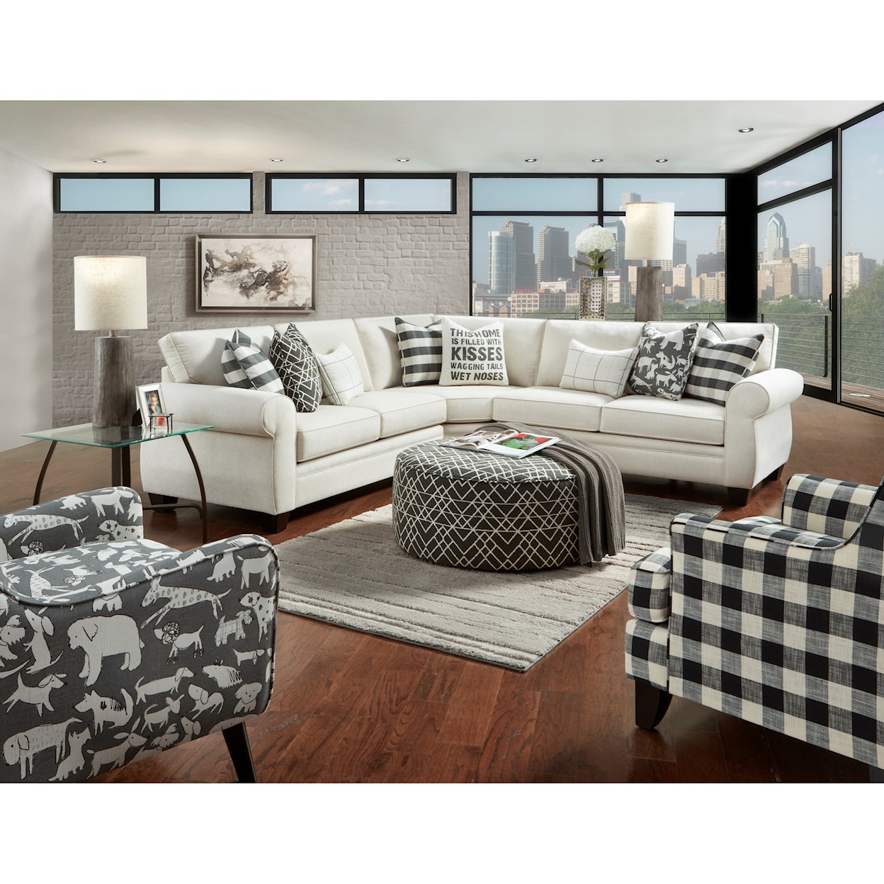 Fusion Furniture 1170 POPSTITCH SHELL (LIVESMART) Stationary Living Room Group
