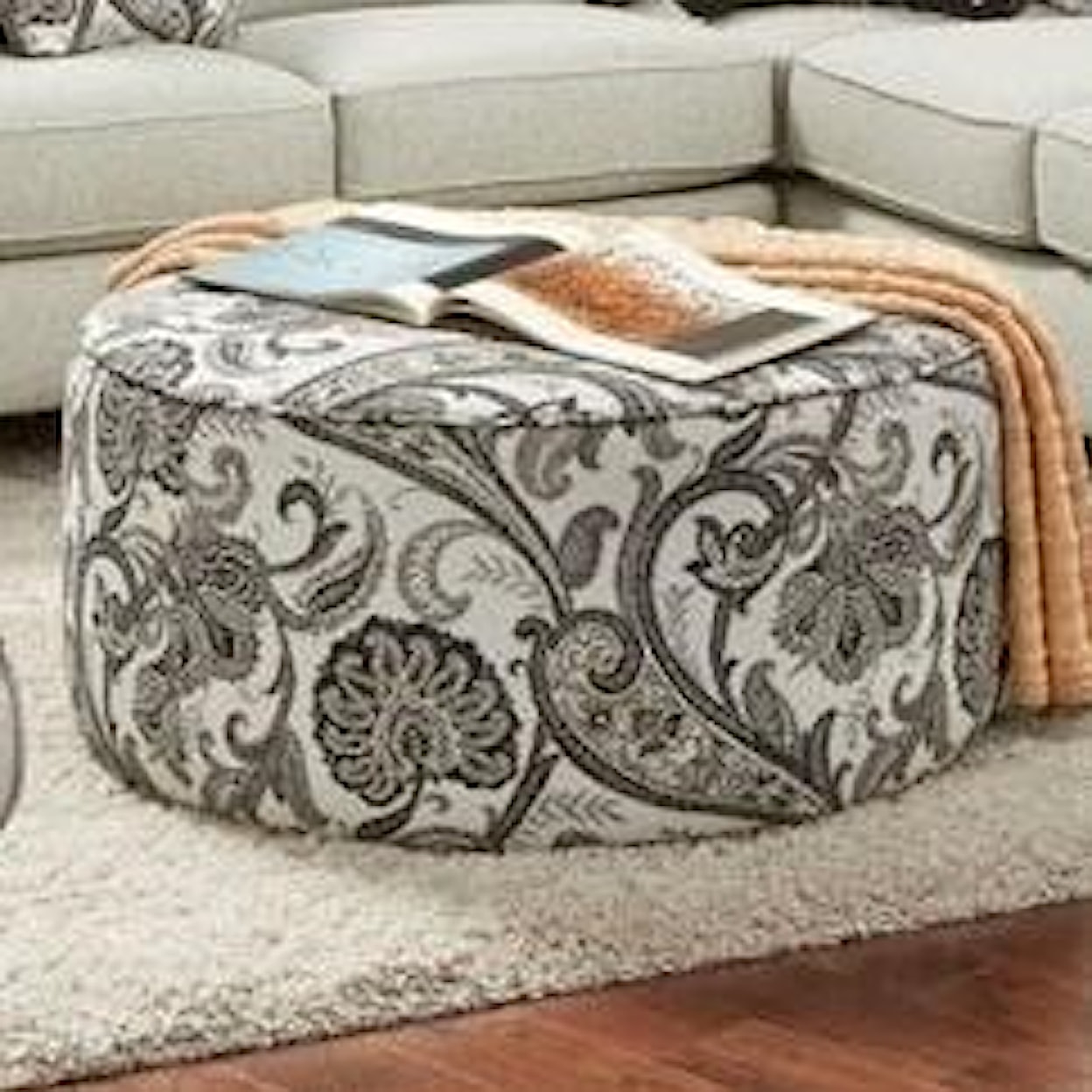 Fusion Furniture 4200-KP SHADOWFAX DOVE (REVOLUTION) Cocktail Ottoman