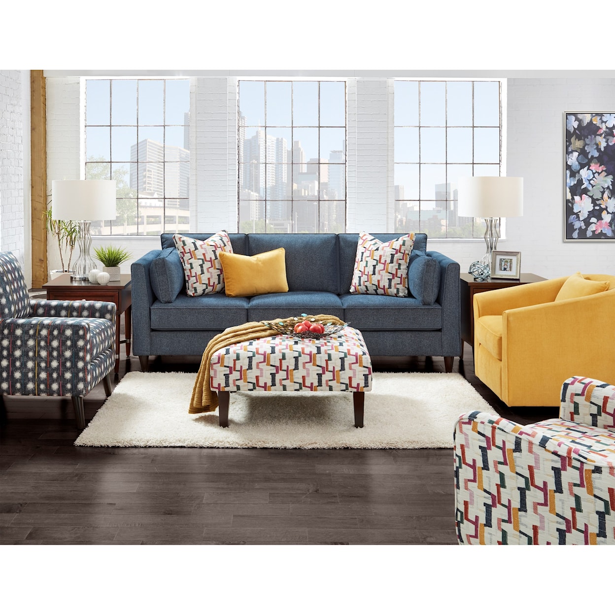 Fusion Furniture 17-00KP THERON INDIGO Living Room Group
