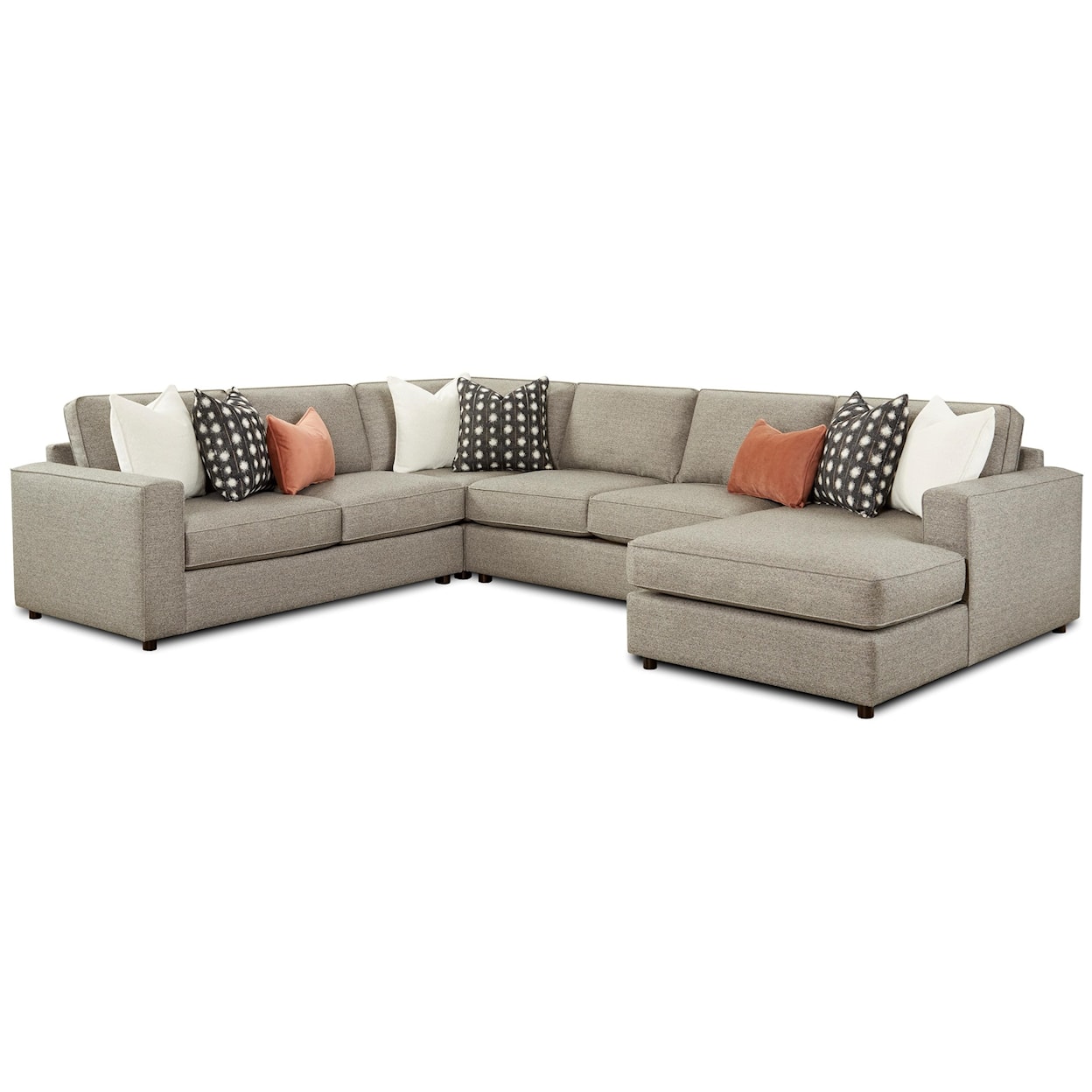 Fusion Furniture 2061 MONROE ASH 4-Piece Sectional with Chaise