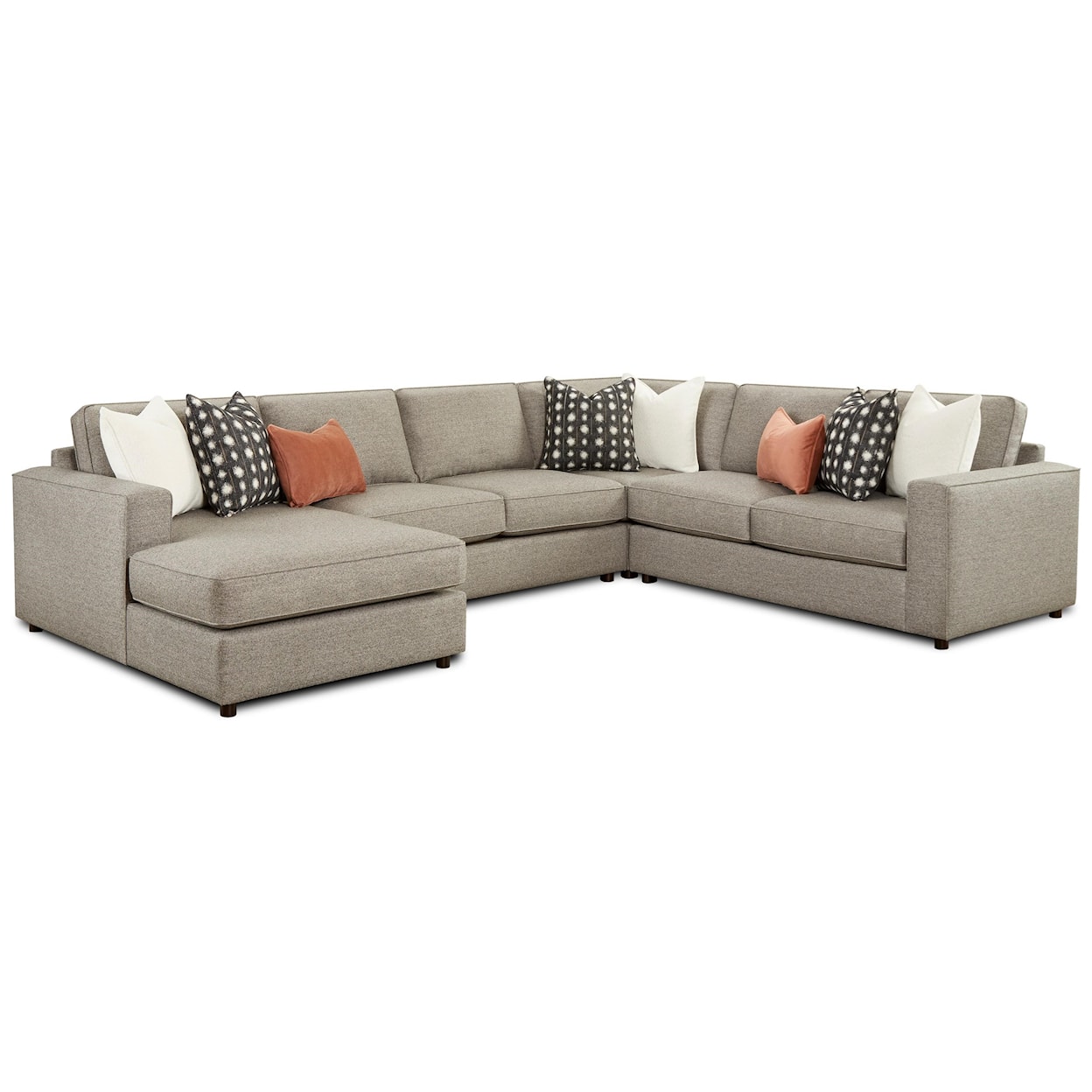 Fusion Furniture 2061 MONROE ASH 4-Piece Sectional with Chaise