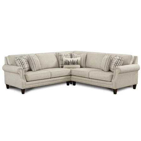 Transitional 4-Seat Sectional Sofa with Nailhead Trim