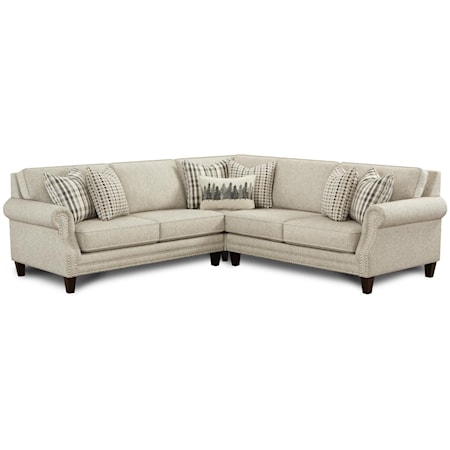 Transitional 4-Seat Sectional Sofa with Nailhead Trim