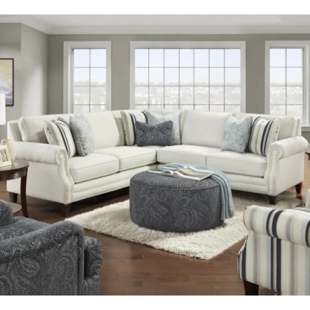 Transitional 4-Seat Sectional Sofa with Nailhead Trim