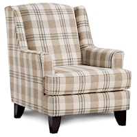 Transitional Plaid Wing Back Chair