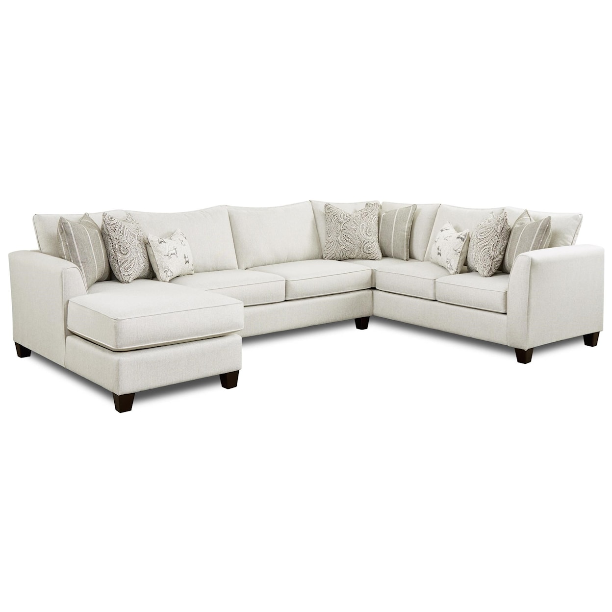 Fusion Furniture 28 HOMECOMING STONE (REVOLUTION) 3-Piece Sectional with Chaise