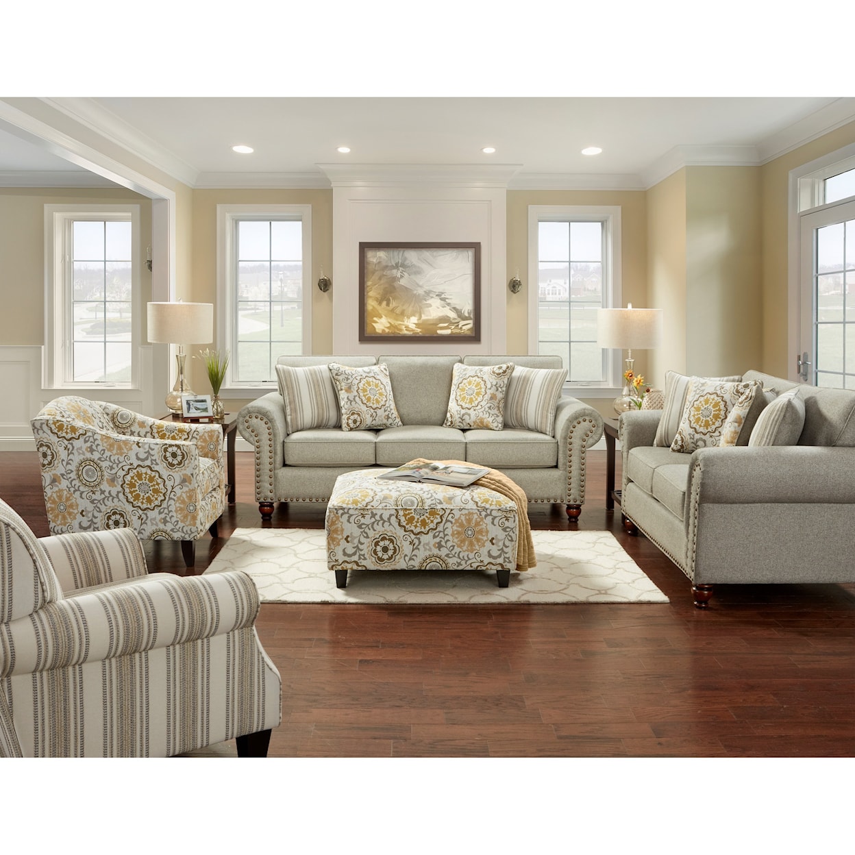 Fusion Furniture 3110 ROMERO STERLING (REVOLUTION) Stationary Living Room Group