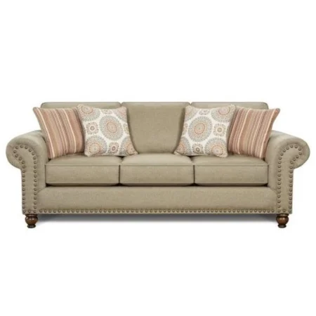 Transitional Queen Sleeper Sofa with Nailhead Trim