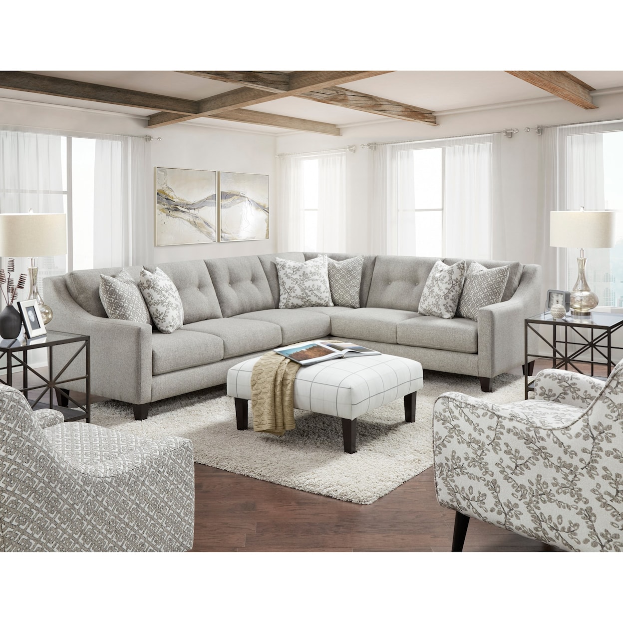 Fusion Furniture 3280B EVENINGS STONE (REVOLUTION) 2-Piece Sectional