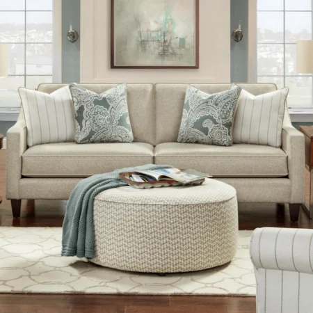 Contemporary Sofa with Tapered Wood Legs