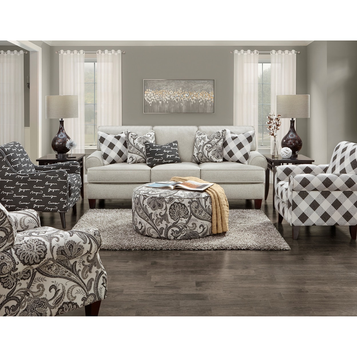 Fusion Furniture 4200-KP SHADOWFAX DOVE (REVOLUTION) Stationary Living Room Group
