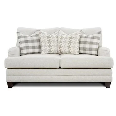 Transitional Loveseat with Setback Arms
