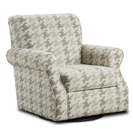 Swivel Chair in Houndstooth Fabric