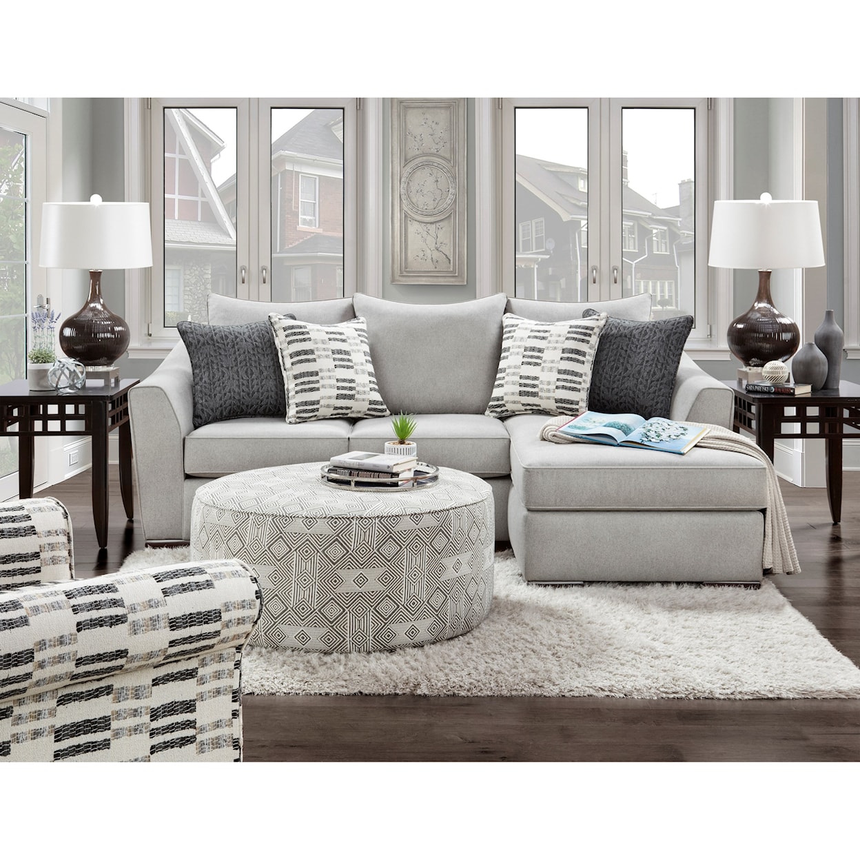 Fusion Furniture 9778 POPSTITCH PEBBLE Living Room Group