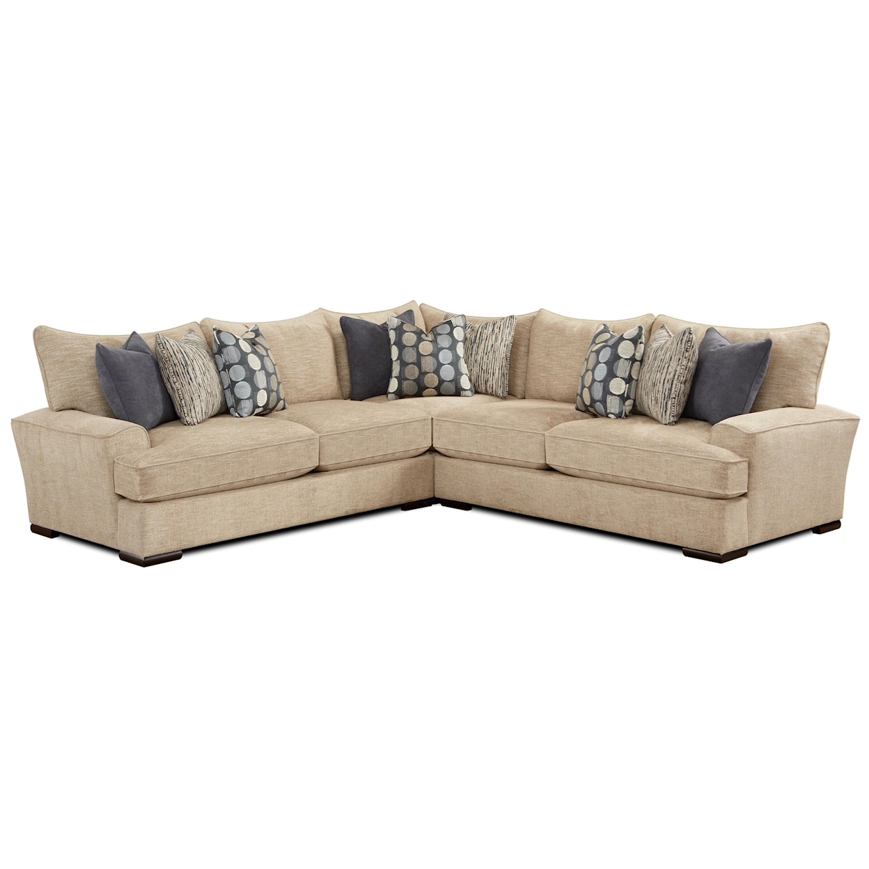 Fusion Furniture 2000 HANDWOVEN LINEN L-Shaped Sectional