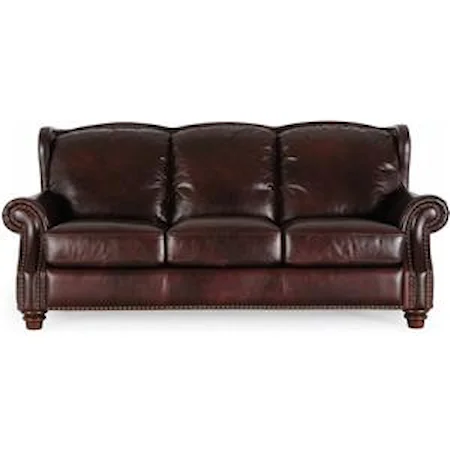 Traditional Rich Brown Sofa with Nailhead Trim
