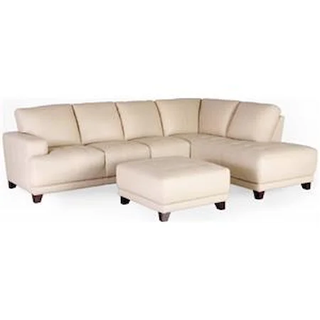 Sectional Sofa with Block Feet and Track Arms