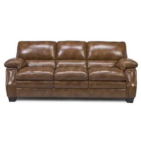 Casual Leather Sofa with Bustle Back