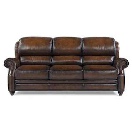 Traditional Leather Sofa with Bustle Back