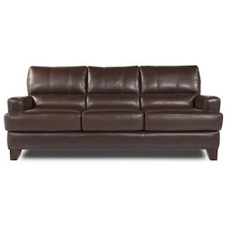 Rich Brown Acacia Leather Stationary Sofa