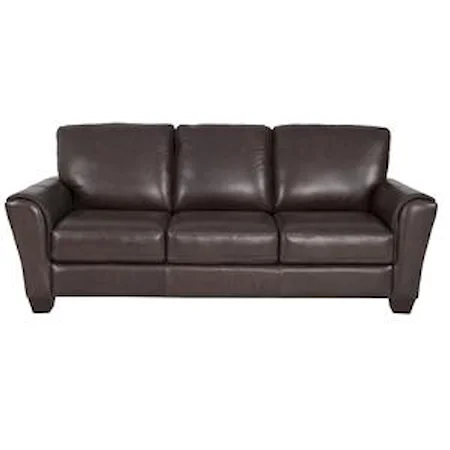 Casual Leather Sofa with Flair Tapered Arms