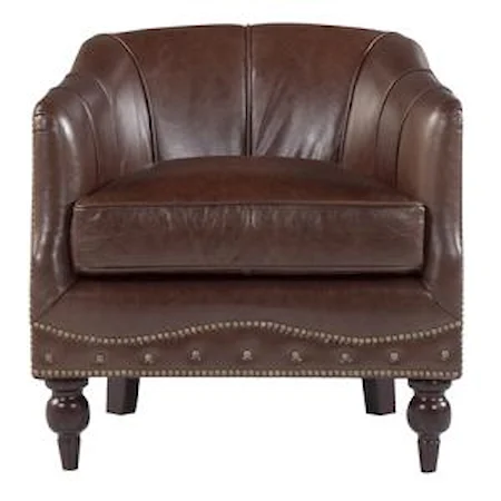 Leather Arm Chair with Nailhead Trim